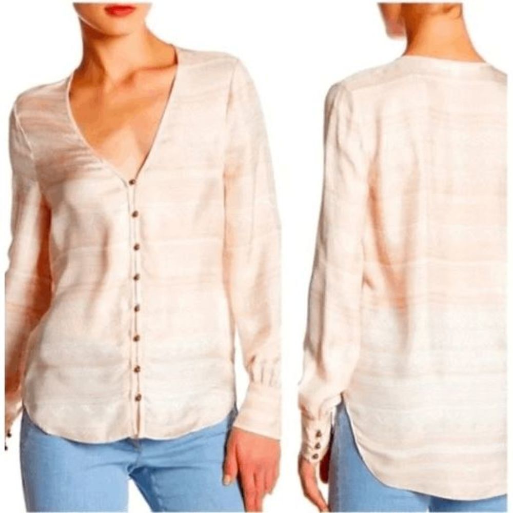 Veronica Beard Bahia 100% Silk Blouse Blush Cream Size 2 New With Tags Designer